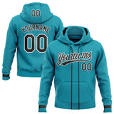Custom Stitched Teal Black-White Baseball Pullover Sweatshirt Hoodie