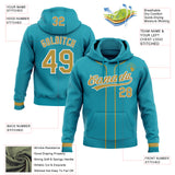 Custom Stitched Teal Old Gold-White Baseball Pullover Sweatshirt Hoodie