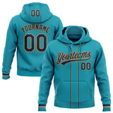 Custom Stitched Teal Navy-Old Gold Baseball Pullover Sweatshirt Hoodie