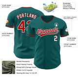 Custom Teal Red-White Authentic Baseball Jersey