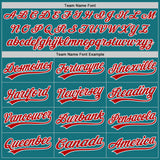 Custom Teal Red-White Authentic Baseball Jersey