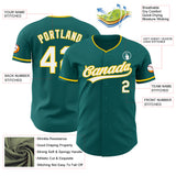 Custom Teal White-Yellow Authentic Baseball Jersey