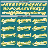 Custom Teal White-Yellow Authentic Baseball Jersey