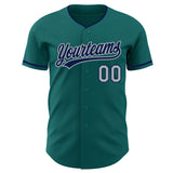 Custom Teal Navy-Gray Authentic Baseball Jersey