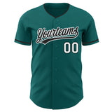 Custom Teal Black-White Authentic Baseball Jersey