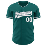 Custom Teal White-Gray Authentic Baseball Jersey