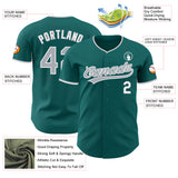 Custom Teal Gray-White Authentic Baseball Jersey