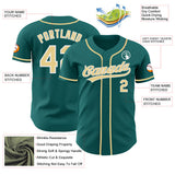 Custom Teal Vegas Gold-White Authentic Baseball Jersey