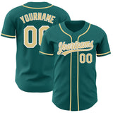 Custom Teal Vegas Gold-White Authentic Baseball Jersey