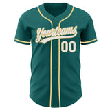 Custom Teal White-Vegas Gold Authentic Baseball Jersey