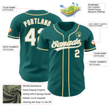 Custom Teal White-Vegas Gold Authentic Baseball Jersey