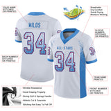 Custom White Powder Blue-Red Drift Fashion Football Jersey