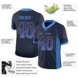 Custom Navy Powder Blue-Red Drift Fashion Football Jersey