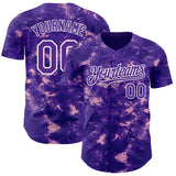 Custom Tie Dye Purple-White 3D Authentic Baseball Jersey