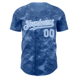 Custom Tie Dye Light Blue-White 3D Authentic Baseball Jersey