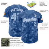 Custom Tie Dye Light Blue-White 3D Authentic Baseball Jersey