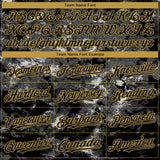 Custom Tie Dye Black-Old Gold 3D Authentic Baseball Jersey