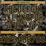 Custom Tie Dye Black-Old Gold 3D Authentic Baseball Jersey