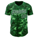 Custom Tie Dye Green-White 3D Authentic Baseball Jersey