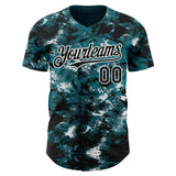 Custom Tie Dye Black-White 3D Authentic Baseball Jersey