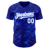 Custom Tie Dye White-Light Blue 3D Authentic Baseball Jersey