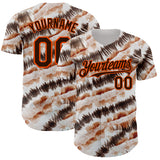 Custom Tie Dye Brown-Orange Shibori Pattern Authentic Baseball Jersey