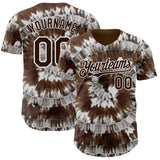 Custom Tie Dye Brown-White Shibori Pattern Authentic Baseball Jersey