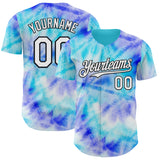 Custom Tie Dye White-Black Shibori Pattern Authentic Baseball Jersey