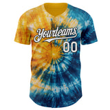 Custom Tie Dye White-Black Shibori Pattern Authentic Baseball Jersey