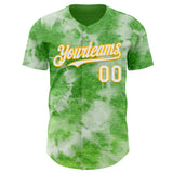 Custom Tie Dye White-Gold Shibori Pattern Authentic Baseball Jersey