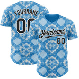Custom Tie Dye Black-White Shibori Pattern Authentic Baseball Jersey