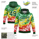 Custom Stitched Tie Dye Green-White Watercolor Cloud Splash Pullover Sweatshirt Hoodie