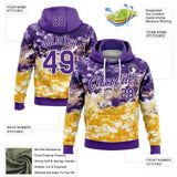 Custom Stitched Tie Dye Purple-White Watercolor Cloud Splash Pullover Sweatshirt Hoodie