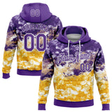 Custom Stitched Tie Dye Purple-White Watercolor Cloud Splash Pullover Sweatshirt Hoodie
