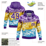 Custom Stitched Tie Dye Purple-White Watercolor Cloud Splash Pullover Sweatshirt Hoodie
