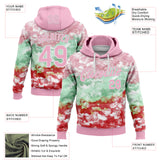 Custom Stitched Tie Dye Light Pink-White Watercolor Cloud Splash Pullover Sweatshirt Hoodie