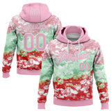 Custom Stitched Tie Dye Light Pink-White Watercolor Cloud Splash Pullover Sweatshirt Hoodie