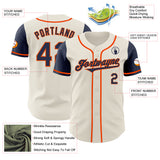 Custom Cream Navy-Orange Authentic Two Tone Baseball Jersey