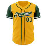 Custom Gold Green-White Authentic Two Tone Baseball Jersey