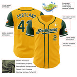 Custom Gold Green-White Authentic Two Tone Baseball Jersey