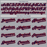 Custom Gray Navy-Red Authentic Two Tone Baseball Jersey