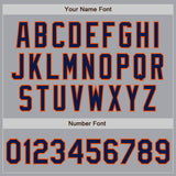 Custom Gray Navy-Orange Authentic Two Tone Baseball Jersey