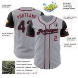 Custom Gray Black-Crimson Authentic Two Tone Baseball Jersey