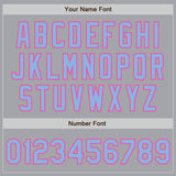 Custom Gray Light Blue-Pink Authentic Two Tone Baseball Jersey