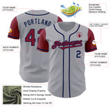 Custom Gray Crimson-Navy Authentic Two Tone Baseball Jersey