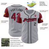 Custom Gray Crimson-Black Authentic Two Tone Baseball Jersey