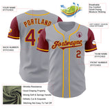 Custom Gray Crimson-Gold Authentic Two Tone Baseball Jersey