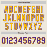 Custom Cream Purple Pinstripe Gold Authentic Two Tone Baseball Jersey