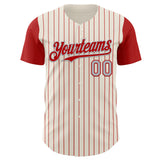 Custom Cream Red Pinstripe Gray Authentic Two Tone Baseball Jersey
