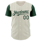 Custom Cream Green Pinstripe Green Authentic Two Tone Baseball Jersey